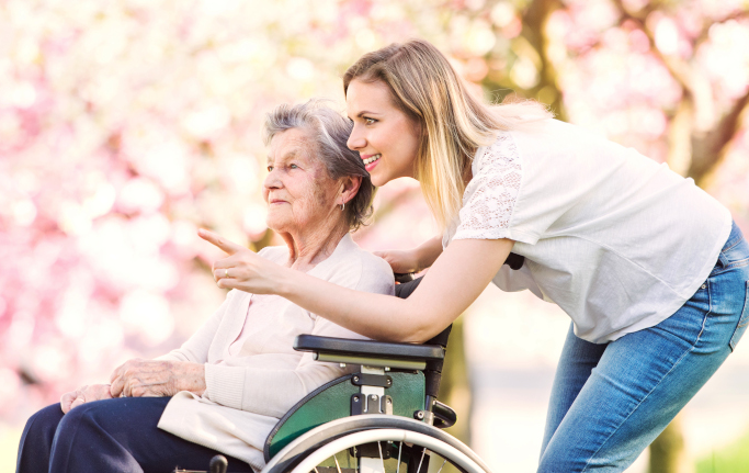 Older resident and carer
